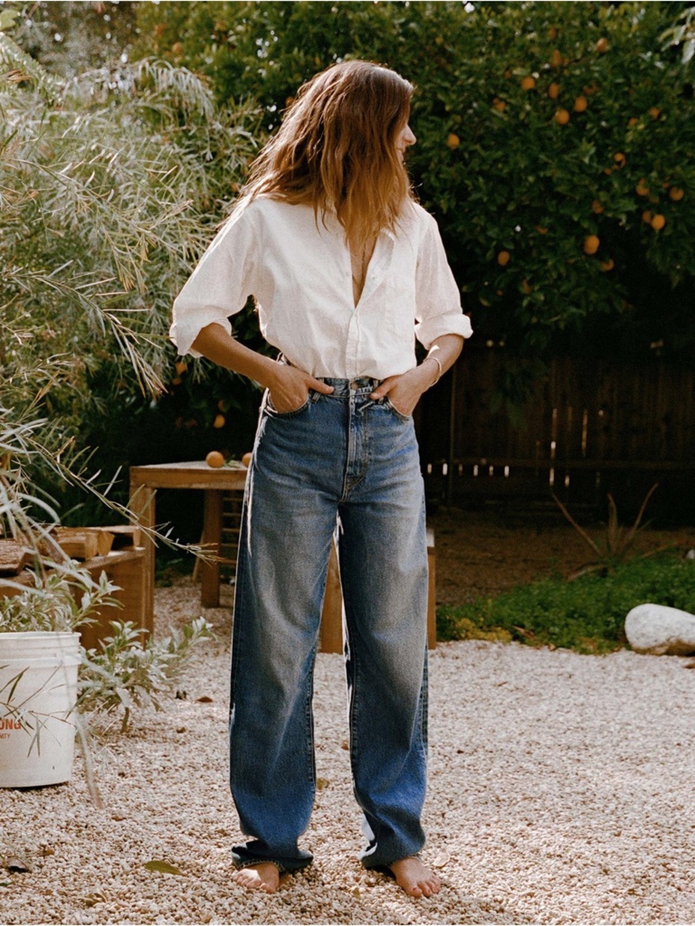 imogene + willie High-Rise Wide-Leg Blue Jeans